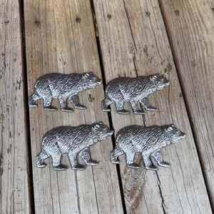 King Architectural Metals Bear Decor Kraft Accents Silver Rustic Cabin 4.5" 8pc